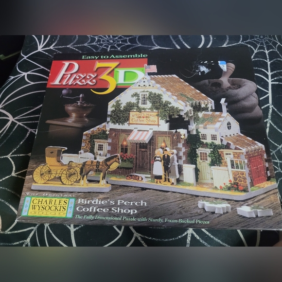 Charles Wysocki Other - Charles Wysocki Birdie's Perch Coffee Shop 3D Puzzle - White, Green, Brown